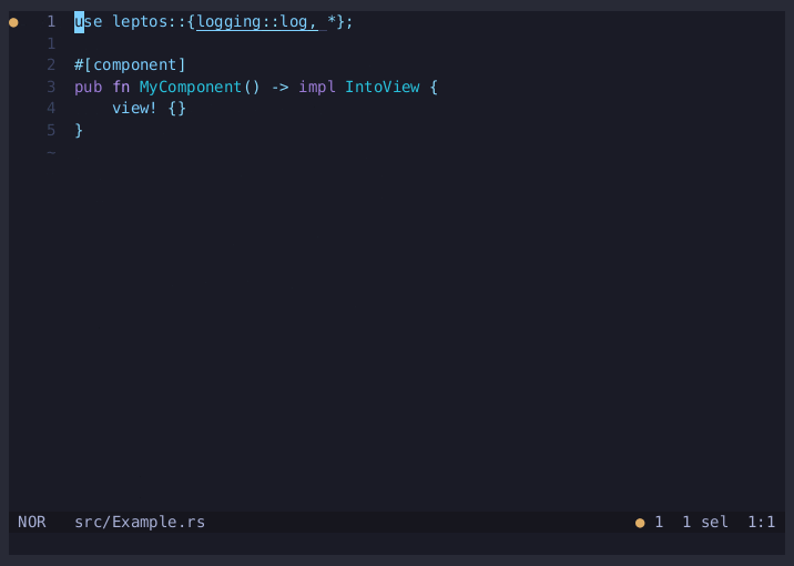 An animated gif showing the tree-sitter support, emmet, tailwind and HTML lsps working in a view! macro